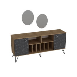 Hanah Home Lorenz Ayna Consola con Espejos Nogal y Negro